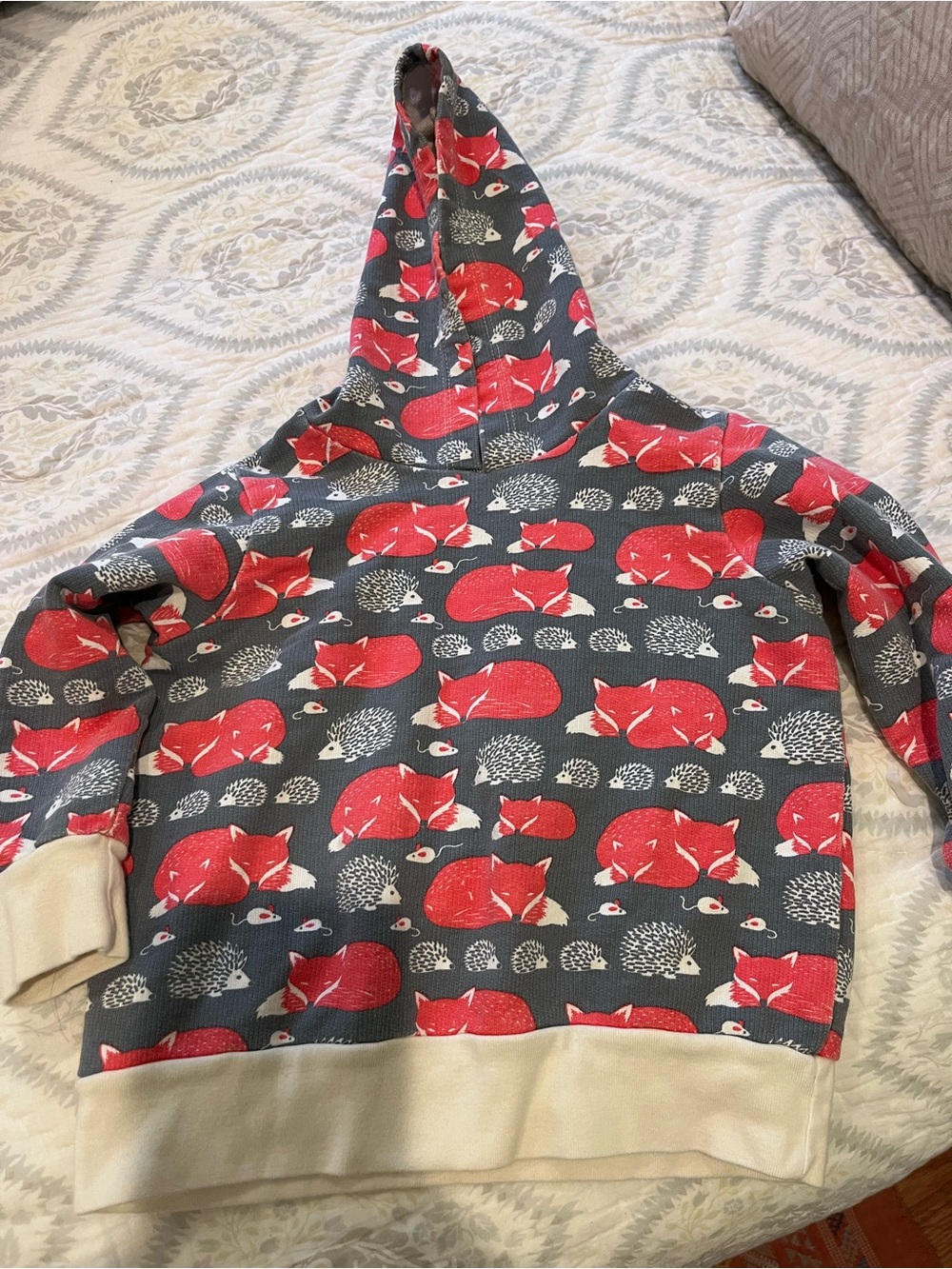 Winter water factory Kids Hooded Sweatshirt with Red Fox Print size 3t